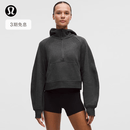 lululemon丨Scuba 女士超宽松款半拉链连帽衫*拉绒 LW3HTPS 杂色黑 XS /S
