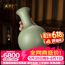 周泽堂 粉青汝窑 景德镇陶瓷手工摆件茶宠开片可养 汝瓷礼盒装茶具配件 涵仰盘口瓶 顺丰包邮