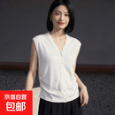 复古V领无袖马甲女夏季26新款纯色莱赛尔外穿背心叠穿内搭ZM-855 白色 S