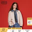 Teenie Weenie小熊女装棉服秋时尚舒适撞色云感牛仔拼接假两件外套 卡其色 M 165