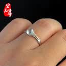 碧玉尊冰种翡翠戒指G18K金镶玉石蛋面冰透起光戒指女款玉石A货14号