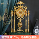 伊弥EVEMI 轻奢日本电子机芯欧式高端客厅摆钟别墅酒店会所纯铜静音座钟台钟桌面时钟装饰创意摆件 水晶座钟（需定制20天左右）