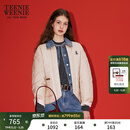 Teenie Weenie小熊女装棉服秋时尚舒适撞色云感牛仔拼接假两件外套 卡其色 M 165