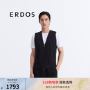 ERDOS 早春精纺四平空转V领针织马甲休闲双拉链男开衫羊绒衫 黑 M 170/92A