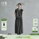 日着（rizhuo）侠气风休闲套装2026夏季新款女独特时尚T恤搭配半身裙两件套 深瓦灰 L
