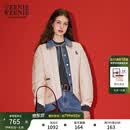 Teenie Weenie小熊女装棉服秋时尚舒适撞色云感牛仔拼接假两件外套 卡其色 M 165