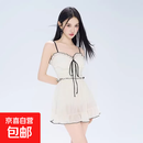 泳衣女2026新款感涤纶纯欲风连体水色调裙泡温泉泳装 乳白色 XL 【建议105-124斤】