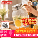 京东京造 凉水壶 高硼硅玻璃茶水分离耐热耐高温冷水壶泡茶杯大容量1.8L