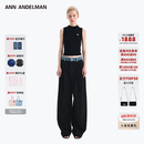 ANN ANDELMAN【直播领券】王俊凯同款官方直营牛仔腰头拼接西裤直筒长裤 黑色 M