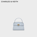 CHARLES&KEITH鳄鱼纹凯莉包手提斜挎婚包包女包生日礼物送女友CK2-50270880-1 Sea Salt Blue海盐蓝（新色） S