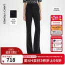 朗姿【精英衣橱】复古显瘦高腰黑色休闲裤喇叭裤马蹄裤夏新款长裤子 黑色2 M