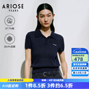 艾诺丝雅诗【商场同款】2026年夏季新款通勤polo领短袖针织衫上衣女50418107 暮色蓝 M