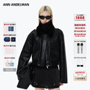 ANN ANDELMAN【颖儿同款】黑色毛领短款皮衣外套秋冬翻领加厚保暖夹克 黑色 XS