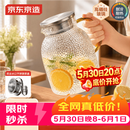 京东京造 凉水壶 高硼硅玻璃茶水分离耐热耐高温冷水壶泡茶杯大容量1.8L