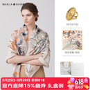 玛丽亚·古琦（MARJA KURKI）真丝丝巾女送长辈礼盒妈妈大方巾 加大高档桑蚕丝围巾丝绸礼物 桔色丝巾扣套盒