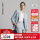 朗姿【精英衣橱】夏季新款平驳领轻商务西装外套职业时尚通勤西服女 水蓝色 L