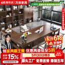 金沙公爵（Duke Kingtha）实木L型办公桌老板桌轻奢高级办公家具简约现代董事长总裁电脑桌 2.6米老板桌+主椅+客椅2+2.4米书架