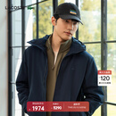 LACOSTE法国鳄鱼男装简约厚款深灰藏青色利落剪裁连帽棉服外套|BH2552 166/藏青色 L 54