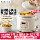 小熊（Bear）电炖锅 电炖盅 煲汤锅 炖汤锅 电砂锅 煮粥锅 婴儿熬粥家用可预约白瓷 2-3人用 DDG-E20M1米黄色2L