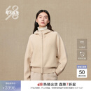 鄂尔多斯1980羊绒连帽双提加厚简约舒适女装针织开衫秋冬 杏仁 M 165/84A