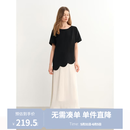 独束（DUSHU）大码女装撞色拼接假两件连衣裙2025夏季新品设计感减龄气质裙 赫本黑（短袖） 2XL （尺码：4）
