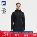 FILA 斐乐官方女士针织连帽外套2026夏新款健身运动简约修身上衣 深黑-BK L 170/88A/L