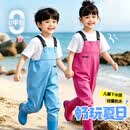 神鲨天蓝色儿童下水裤连体裤赶海衣服防水裤涉水服雨裤玩水玩沙赶海服