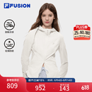 FILA FUSION斐乐潮牌梭织外套女2026夏新款修身凉感连帽防晒上衣 云白色-WT S 160/80A/S