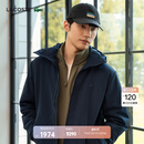 LACOSTE法国鳄鱼男装简约厚款深灰藏青色利落剪裁连帽棉服外套|BH2552 166/藏青色 L 54