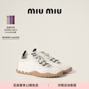 MiuMiu缪缪女士Tyre织物面料与绒面牛皮革运动鞋鞋子 象牙色 36.5
