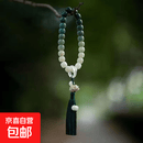 手持渐变白玉菩提根手串莲花跑环手链文玩男佛珠盘玩菩提子手串女 绿渐变菩提(莲花跑环手持)