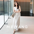 美洋（MEIYANG）花漾蕾丝套装 云上舞白-微麻小提花背心半裙-周一 白色 M