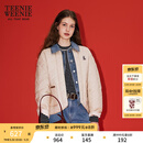 Teenie Weenie小熊女装棉服秋时尚舒适撞色云感牛仔拼接假两件外套 卡其色 M 165