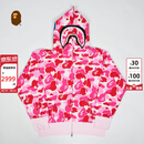 BAPE女装26年春夏全拉链鲨鱼连帽卫衣开衫外套00115Q 粉色PKX M