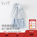 戴维贝拉（DAVE＆BELLA）女童七分裤套装碎花儿童短袖两件套休闲童装宝宝衣服夏装新款 花朵印花【现货】 100 cm（建议身高90-100cm）