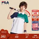FILA斐乐儿童短袖T恤2026年夏季新款男童网球POLO衫 森林绿-GN 150