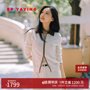 EP雅莹针织开衫女 羊毛牦牛绒撞色polo领白色上衣外套9109A 白色 XL