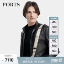 PORTS宝姿男装潮流气质男士皮夹克黑MD9U009QZS021 BLACK L