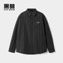 黑鲸（HLAJEANS）海澜之家旗下时尚条纹长袖衬衫男26年秋季新品休闲翻领衬衣男 黑色条纹08 S