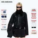 ANN ANDELMAN【颖儿同款】黑色毛领短款皮衣外套秋冬翻领加厚保暖夹克 黑色 XS