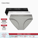 Calvin Klein内衣女士三条提花腰边ck棉质微弹性感三角内裤女 MP1-太空黑/椰青灰/月光白 3条 M 尺码偏大，建议拍小一码