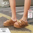 UGG夏季女士舒适厚底露趾可调式束带凉拖鞋 1155458CHE|栗色 37
