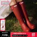 HUNTER雨靴户外露营女鞋惠灵顿经典英伦防水防滑骑士靴女长筒女靴高筒靴 哑光军红色/MLR 38