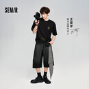 森马（Semir）【王安宇同款】荷兰弟||商场同款森柔牛仔短裤男夏2026新款七分裤 【王安宇同款】牛仔水洗黑98201 【荷兰弟同款】 L
