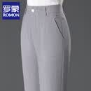 罗蒙（ROMON）夏季新款灰色西装裤女士高腰小个子直筒裤中老年妈妈薄款九分裤子 灰色 30 建议120-130斤