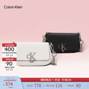 Calvin Klein休闲单肩链条包包字母旋扣翻盖CK女包斜挎马鞍包 YAF-牛乳白 OS