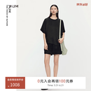 噢姆（AUM）【轻松套装】AUM噢姆夏季新款微绉缎感肌理短袖T恤黑色短裤 黑色T恤 M