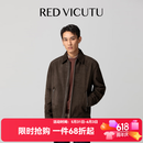 威可多（VICUTU）男士皮衣时尚经典精致百搭商务差旅通勤牛皮绒面革机车服 咖色 2XL 185/100A