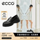 爱步（ECCO）厚底乐福鞋女倪妮同款英伦风一脚蹬厚底增高牛皮女鞋 踪迹220723 黑色22072301001 37 （尺码偏小）