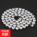 欧美铜一排项链嘻哈个性复古8mm锆石立体网球链项链百搭饰品 金色18inch